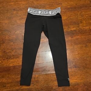 PINK Victoria's Secret Black Leggings with Logo Waistband